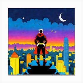 Superman At Night Canvas Print