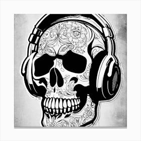 Skull With Headphones 140 Canvas Print