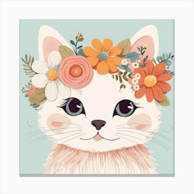 Floral Baby Cat Nursery Illustration (10) Canvas Print