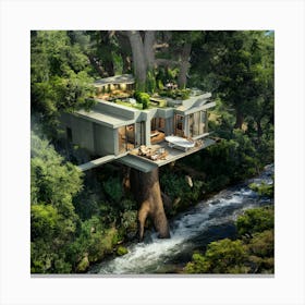 Tree House In The Jungle 2 Canvas Print