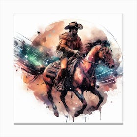 Cowboy On Horse in space Canvas Print