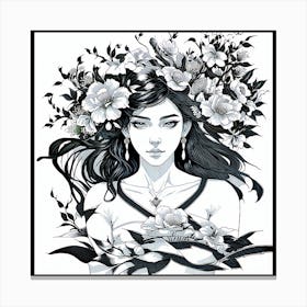 Girl With Flowers Canvas Print