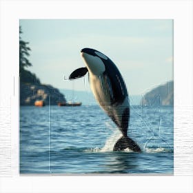 Orca Jumping Out Of The Water Canvas Print