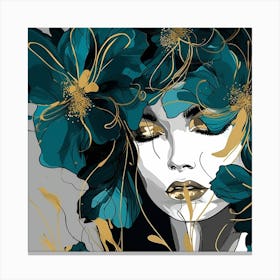 Teal Flower Girl Canvas Print