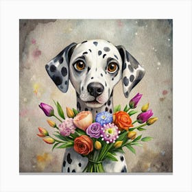 Hand Painted Dalmatian Portrait Dalmatian Puppy Portrait Canvas Print