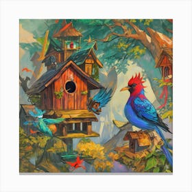 Birdhouse In The Forest Canvas Print