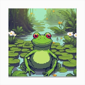 Frog Holiday Pixel Canvas Print
