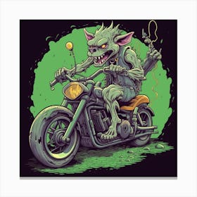 Wolf On A Motorcycle Canvas Print