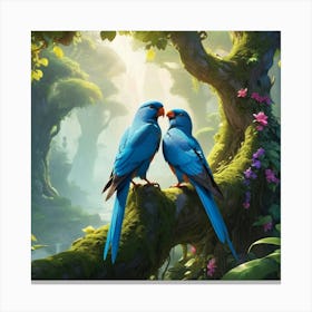 Parrots In The Forest 1 Canvas Print