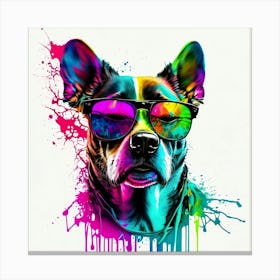 Colourful Dog Sunglasses (42) Canvas Print