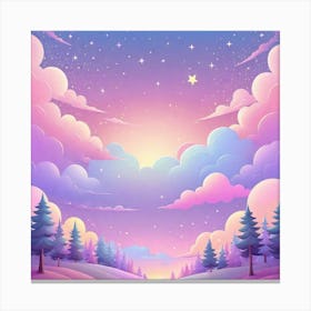 Sky With Twinkling Stars In Pastel Colors Square Composition 244 Canvas Print