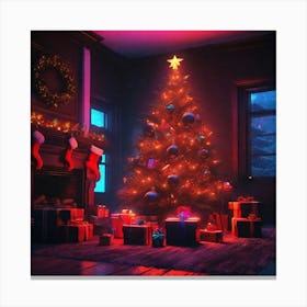Christmas Tree In The Living Room 61 Canvas Print