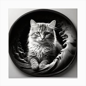 Cat In The Waves Canvas Print