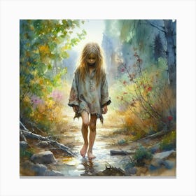 Little Girl In The Woods 1 Canvas Print