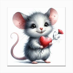 Mouse cub Valentine's day 3 Canvas Print