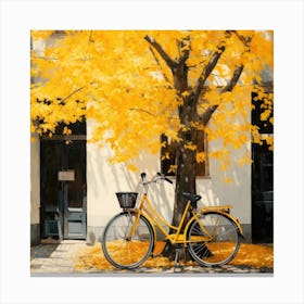 Yellow Bicycle In Autumn 2 Canvas Print