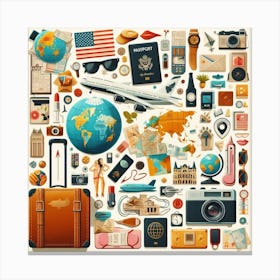 Travel Icons Set Canvas Print