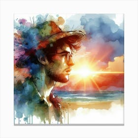 Watercolor Of A Man Canvas Print