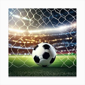 Soccer Ball In The Goal Canvas Print