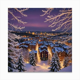 Oslo City At Night Canvas Print