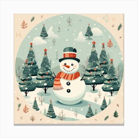 Snowman In The Forest 3 Canvas Print