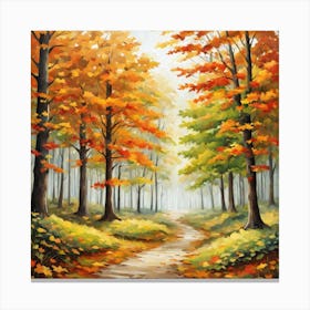 Forest In Autumn In Minimalist Style Square Composition 261 Canvas Print