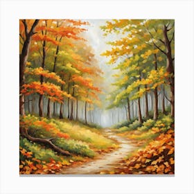 Forest In Autumn In Minimalist Style Square Composition 299 Canvas Print