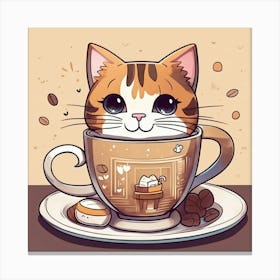 Cute Cat In A Cup Of Coffee 1 Canvas Print