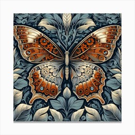 Decorative Block Print Butterfly Illustration I Canvas Print