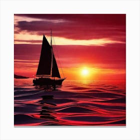 Sailboat At Sunset 13 Canvas Print