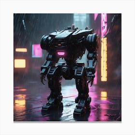 Robot In The Rain Canvas Print