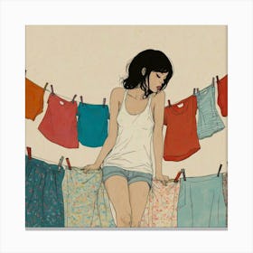 Clothesline Girl Canvas Print