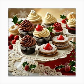 Leonardo Phoenix 10 A Festive Holiday Dessert Spread Featuring 1 Canvas Print