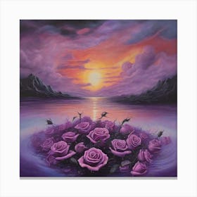 Purple Roses At Sunset Canvas Print