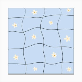 Wavy Grid With Daisies Toile