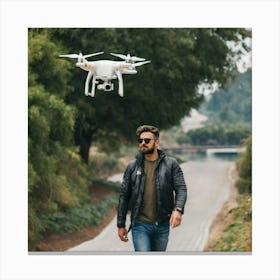 Man Flying A Drone Canvas Print