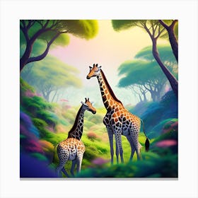 Giraffes In The Jungle Canvas Print