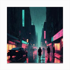 Dark City At Night Canvas Print