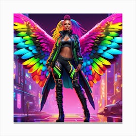 Woman With Colorful Wings Canvas Print