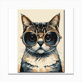 Charming Cat With Sunglasses Print Art and Wall Art Canvas Print