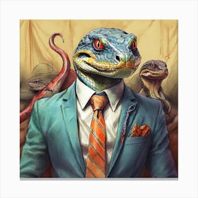 Lizard In Suit 1 Canvas Print