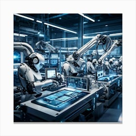 A Detailed Digital Rendering Of Advanced Industrial Cyber Management Process Engineered Automatons (6) Canvas Print