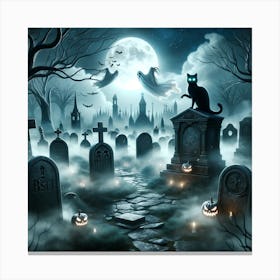 Halloween Cemetery Canvas Print