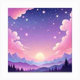 Sky With Twinkling Stars In Pastel Colors Square Composition 145 Canvas Print