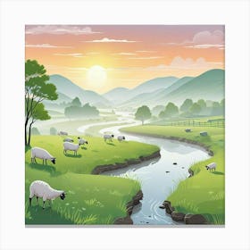 Grassland With Ship Art Print (2) 1 Canvas Print