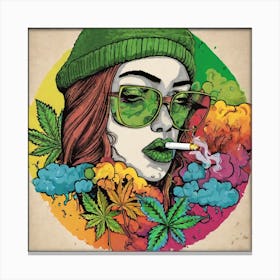 Girl Smoking Marijuana Canvas Print