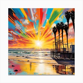 A Vivid Sunset At The Beach Canvas Print