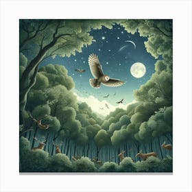 Owl In The Forest 7 Canvas Print