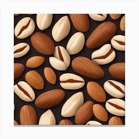 Almonds On A Black Background Canvas Print