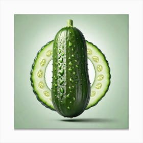 Cucumber On A Green Background 1 Canvas Print